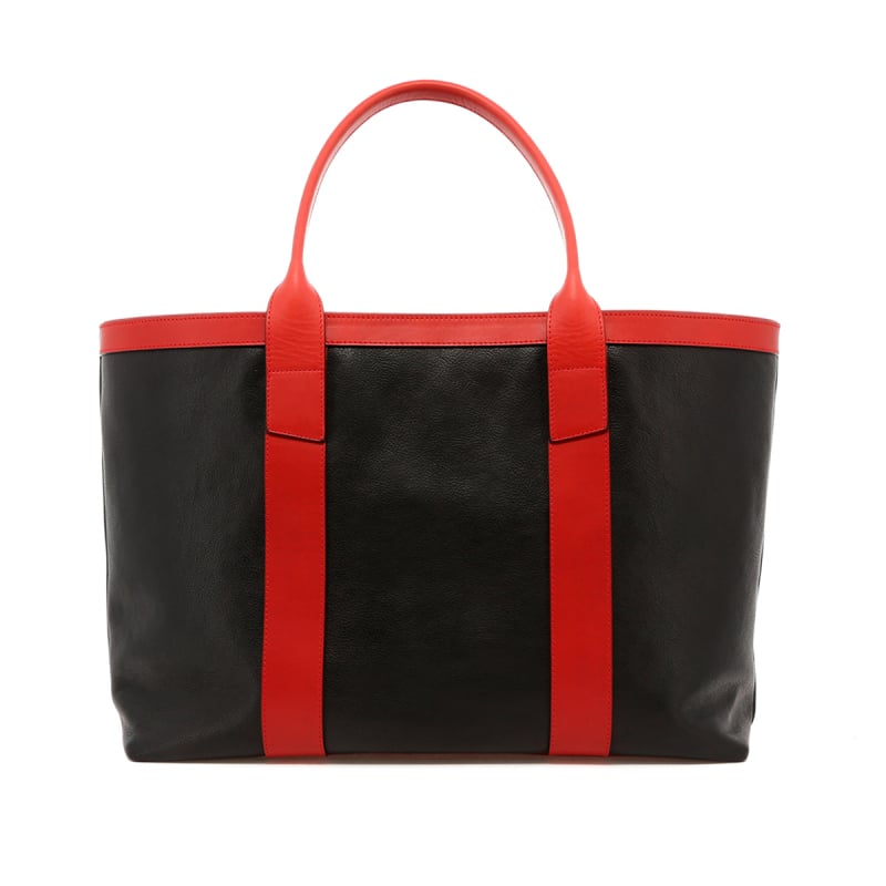 Large Working Tote - Black/Red Trim - Tumbled Leather in 