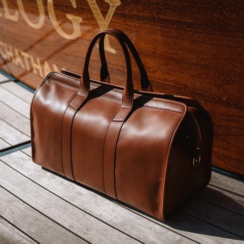 Signature Travel Duffle in smooth tumbled leather
